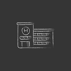 Image showing Hospital building. Drawn in chalk icon.