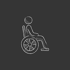 Image showing Disabled person. Drawn in chalk icon.