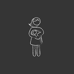 Image showing Woman holding baby. Drawn in chalk icon.