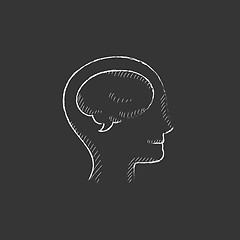 Image showing Human head with brain. Drawn in chalk icon.