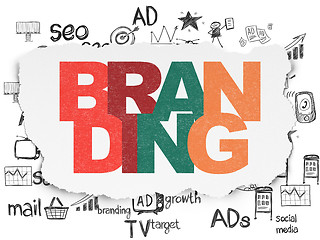 Image showing Advertising concept: Branding on Torn Paper background