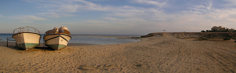 Image showing Boats on the beach