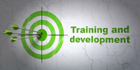 Image showing Learning concept: target and Training and Development on wall background