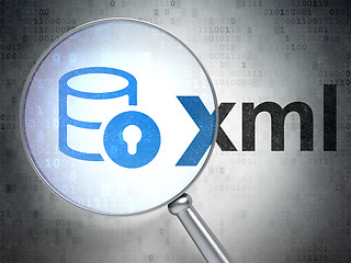 Image showing Software concept: Database With Lock and Xml with optical glass