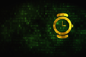 Image showing Time concept: Hand Watch on digital background