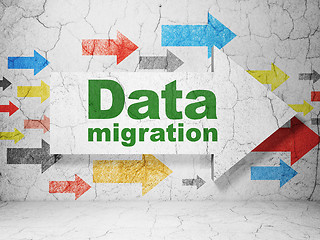 Image showing Information concept: arrow with Data Migration on grunge wall background