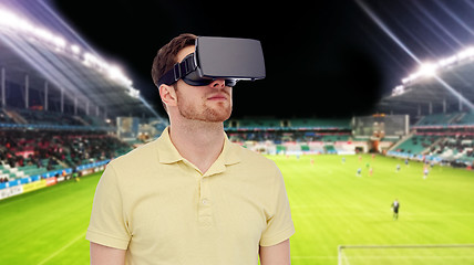 Image showing man in virtual reality headset over football field