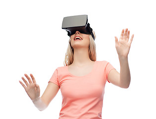 Image showing woman in virtual reality headset or 3d glasses