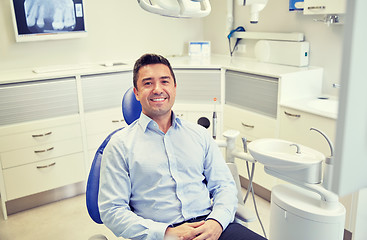 Image showing happy male patient sitting on dental chair