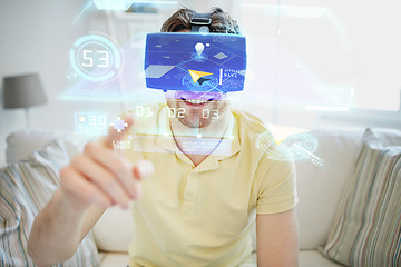 Image showing young man in virtual reality headset or 3d glasses