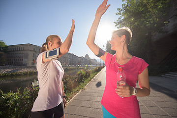 Image showing congratulate and happy to finish morning workout