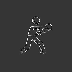 Image showing Male boxer. Drawn in chalk icon.