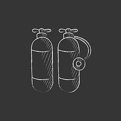 Image showing Oxygen tank. Drawn in chalk icon.