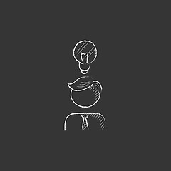 Image showing Businessman with idea. Drawn in chalk icon.