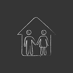 Image showing Family house. Drawn in chalk icon.