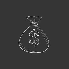 Image showing Money bag. Drawn in chalk icon.