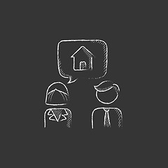 Image showing Couple dreaming about house. Drawn in chalk icon.