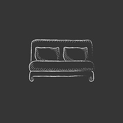 Image showing Double bed. Drawn in chalk icon.