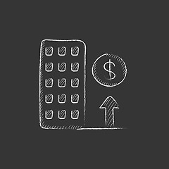 Image showing Growth of real estate market. Drawn in chalk icon.