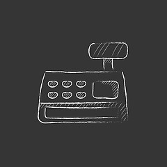 Image showing Cash register machine. Drawn in chalk icon.