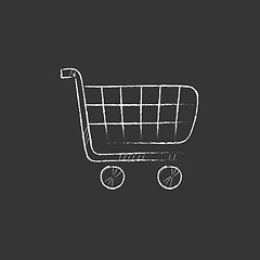 Image showing Shopping cart. Drawn in chalk icon.