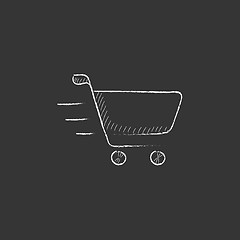 Image showing Shopping cart. Drawn in chalk icon.