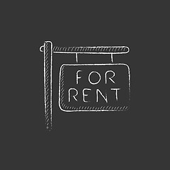 Image showing For rent placard. Drawn in chalk icon.