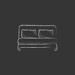 Image showing Double bed. Drawn in chalk icon.