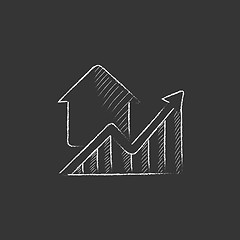 Image showing Graph of real estate prices growth. Drawn in chalk icon.