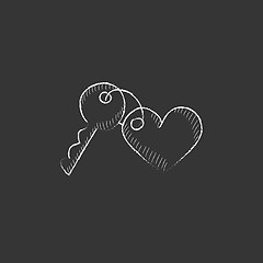 Image showing Trinket for keys as heart. Drawn in chalk icon.