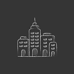 Image showing Residential buildings. Drawn in chalk icon.