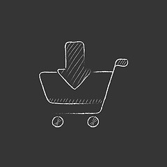 Image showing Online shopping cart. Drawn in chalk icon.