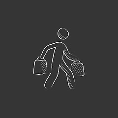 Image showing Man carrying shopping bags. Drawn in chalk icon.