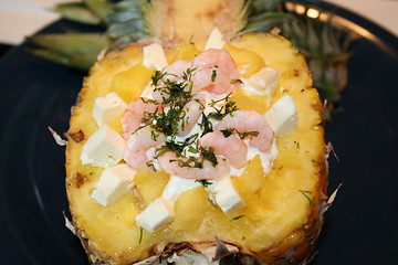 Image showing Pineapple with shrimps