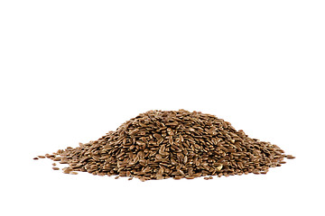 Image showing A nice pile of some flax-seed isolated on white background