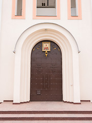 Image showing Varvarovka, Russia - March 15, 2016: The main entrance to the church in the village of Great Martyr Barbara Varvarovka, a suburb of Anapa, Krasnodar Krai