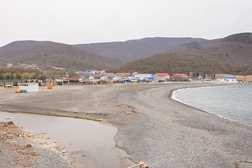 Image showing  Panoramic views of the bay and the sea flows into the river in the village of Sukko spring