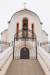 Image showing Varvarovka, Russia - March 15, 2016: The main entrance to the church in the village of Great Martyr Barbara Varvarovka, a suburb of Anapa, Krasnodar Krai