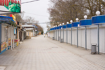 Image showing Sukko, Russia - March 15, 2016: the main street with a passage to the sea in the offseason, in the village of Sukko, a suburb of Anapa