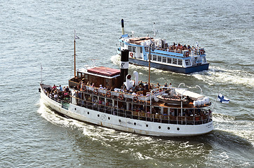 Image showing HELSINKI, FINLAND – AUGUST 8, 2014: two pleasure ships in the 