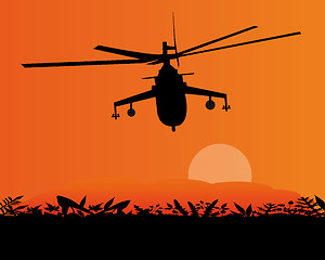 Image showing military helicopter in the sky