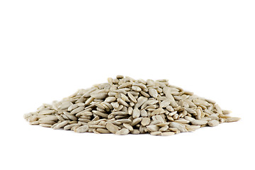 Image showing A pile of Sunflower seeds isolated on white background