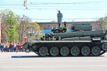 Image showing Military transportation on its back way after Victory Day Parade