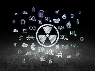 Image showing Science concept: Radiation in grunge dark room