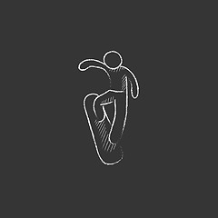 Image showing Man snowboarding. Drawn in chalk icon.