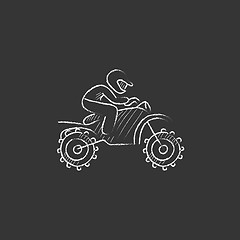 Image showing Man riding motocross bike. Drawn in chalk icon.