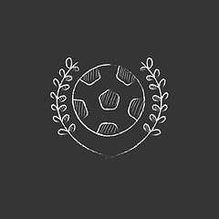 Image showing Soccer badge. Drawn in chalk icon.