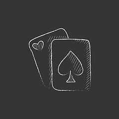 Image showing Playing cards. Drawn in chalk icon.