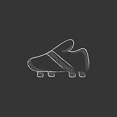 Image showing Football boot. Drawn in chalk icon.