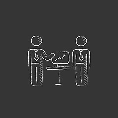 Image showing Business presentation. Drawn in chalk icon.